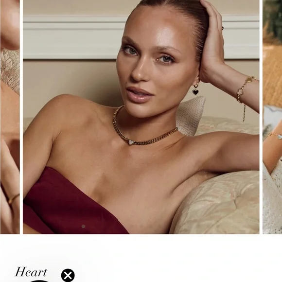 Bellalucci Gold Heart Chain Necklace , mother of pearl - Picture 3 of 6